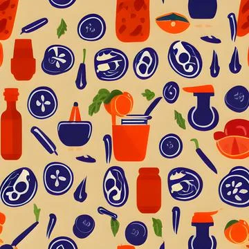 Food vegetable random pattern seamless, abstract element vintage design wal.. Stock Illustration