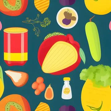 Food vegetable random pattern seamless, abstract element vintage design wal.. Stock Illustration