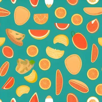 Food vegetable random pattern seamless, abstract element vintage design wal.. Stock Illustration