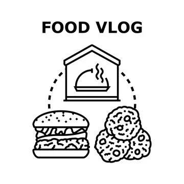 Food vlog blogging creating culinary online content Stock Illustration