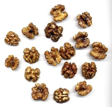 Food, Walnuts kernel over white background Stock Photos