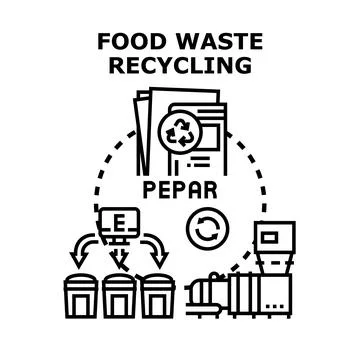 Food waste recycling process separating biodegradable waste for compost Stock Illustration