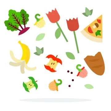 Food waste for trash sorting vector flat isolated Stock Illustration
