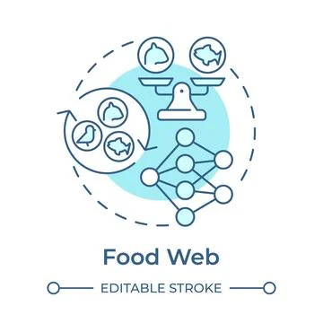 Food web soft blue concept icon Stock Illustration