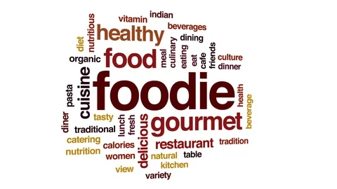 Foodie animated word cloud, text design animation. Stock Footage 74904989