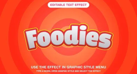 Foodies 3d vector text effect fully editable font Stock Illustration