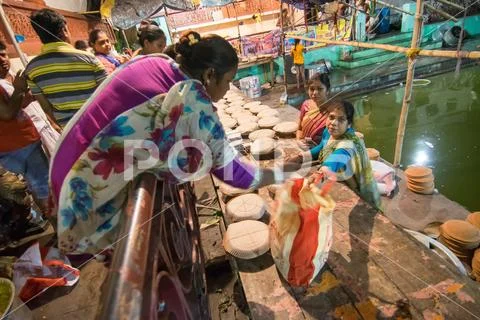 Foods being prepared for Hindu devotess Stock Photos