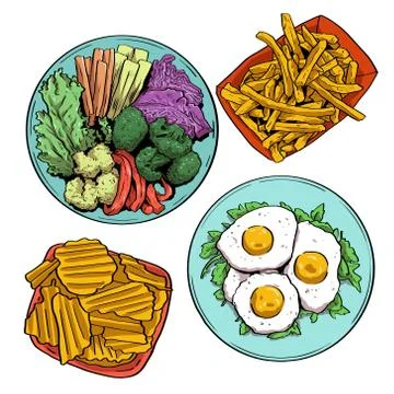 Foods for breakfast 스톡 일러스트