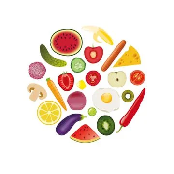 Foods in circle Stock Illustration