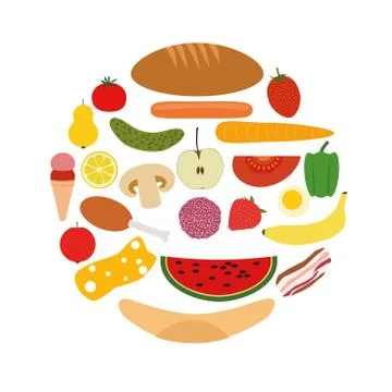 Foods in circle Stock Illustration