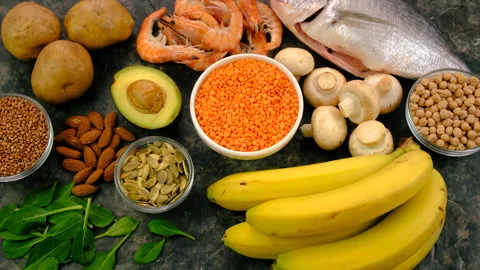 Foods that contain copper. Selective focus. Stock Footage 334872552
