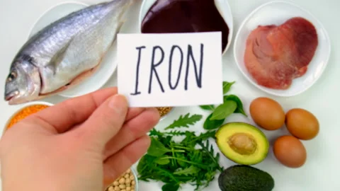 Foods that contain iron. Selective focus. Vídeos de archivo 334858657