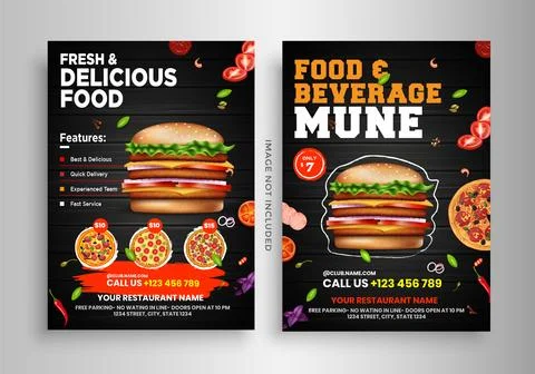Foods flyer template. Stock Illustration