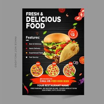 Foods flyer template. Stock Illustration