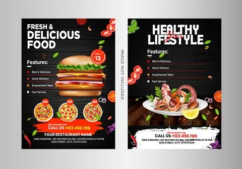 Foods flyer template. Stock Illustration