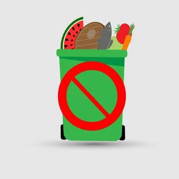 Foodstuff in a garbage bin Stock Illustration