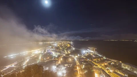 Foogy night over city Stock Footage 87779032