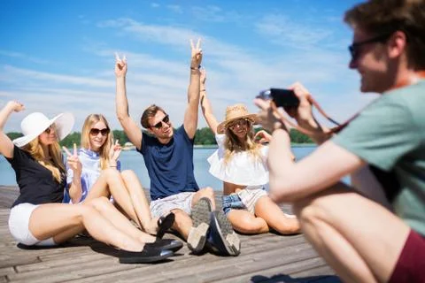 Fooling around with friends Foto stock