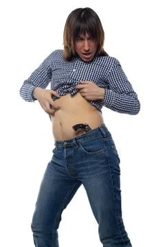 Fooling around man with the gun Foto stock