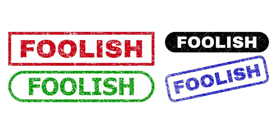 FOOLISH Rectangle Stamp Seals Using Distress Style Illustrazione stock