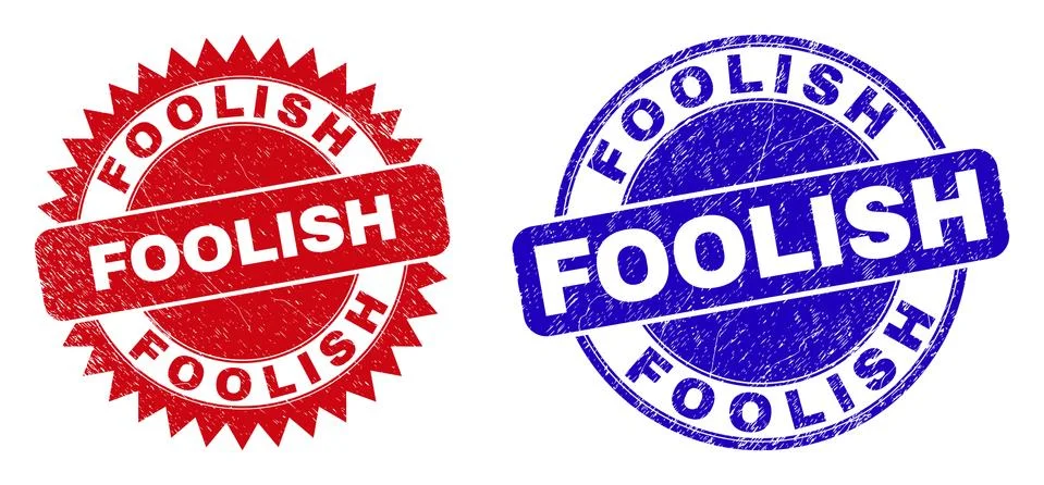 FOOLISH Round and Rosette Watermarks with Rubber Texture Illustrazione stock