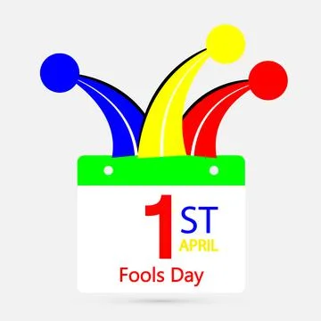 Fools day calendar with jester hat Stock Illustration