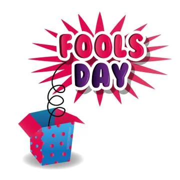 Fools day celebration poster box prank image Stock Illustration