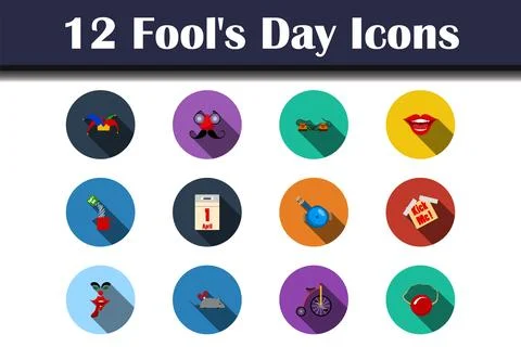 Fool's Day Icon Set Stock Illustration