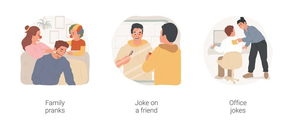 Fools day isolated cartoon vector illustration set. 스톡 일러스트