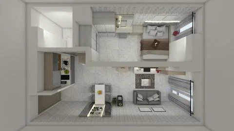 Foor Plan Interior Design for Minimalist and Modern Apartment Studio Ilustración de archivo