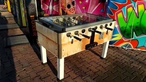 Foosball machine in the amusement park Stock Footage 144608728