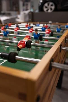Foosball table, close-up. Stock Photos