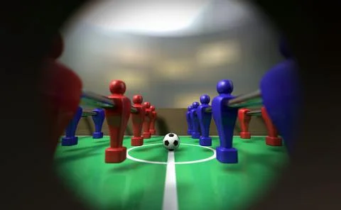 Foosball table through a peephole Stock Illustration
