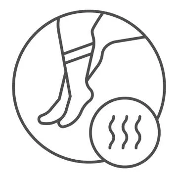 Foot with bad odor thin line icon. Smelly socks vector illustration isolated on イラスト素材