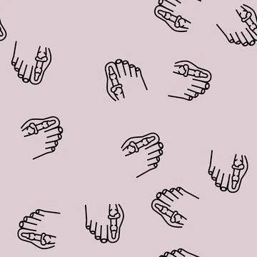 Foot big toe bone gout line seamless pattern Illustrazione stock
