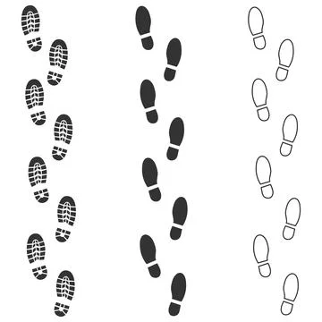 Foot boot print trail set vector Stock Illustration