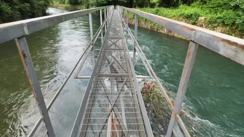Foot bridge on Adda river Video stock 132839738