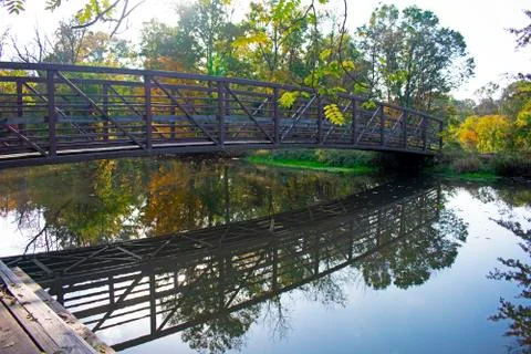 Foot Bridge Over Delaware and Raritan Canal -07 Foto stock