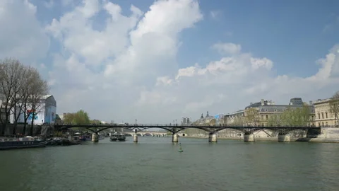 Foot bridge in Paris called the bridge of art Stock Footage 121413954