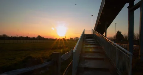 Foot Bridge in sunset Stock Footage 123696727