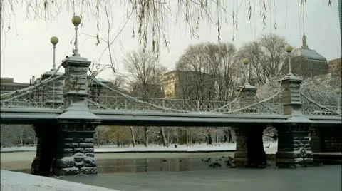 Foot Bridge in Winter Close Stock Footage