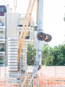 Foot of a crane for construction Stock Photos