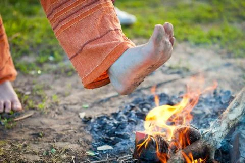 Foot in the fire Stock Photos