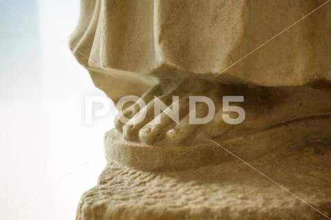 Foot of a human representation, Athens, Greece Stock Photos