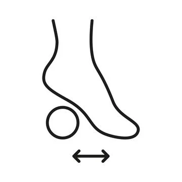 Foot massage, rolling exercise with ball, line icon. Orthopedic self gym. Car Illustrazione stock