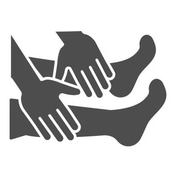 Foot massage solid icon, spa salon procedure concept, Two hands massage legs Stock Illustration