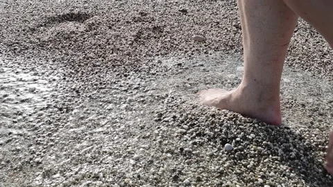 Foot print on beach. Stock Footage 158767619