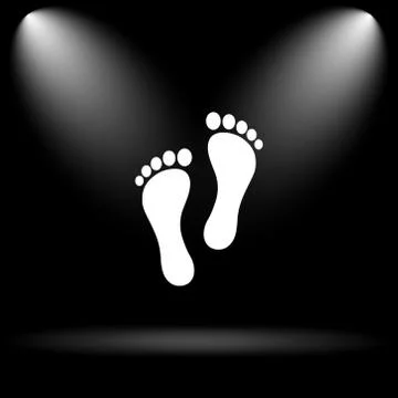 Foot print icon. Internet button on black background.. Stock Illustration