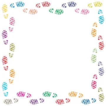 Foot prints border Stock Illustration