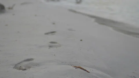 Foot prints at Samarador  beach composition Stock Footage 32252593